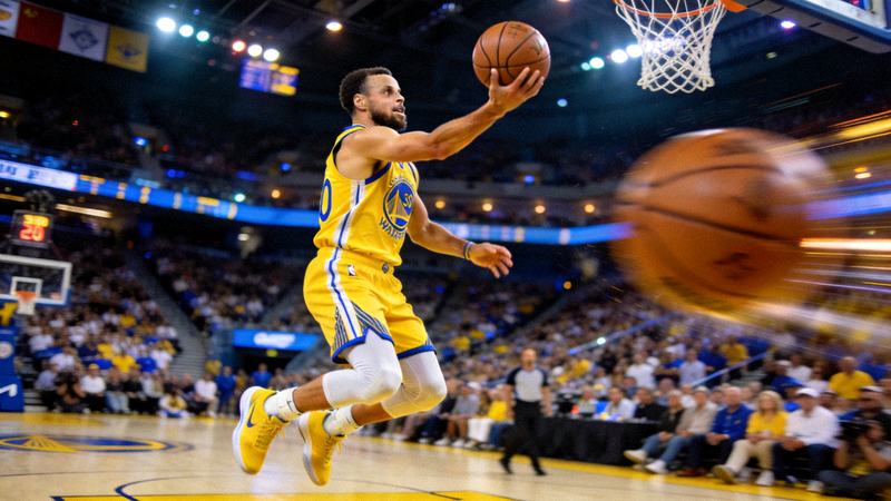 斯蒂芬·库里在NBA季后赛中投出超远三分球瞬间